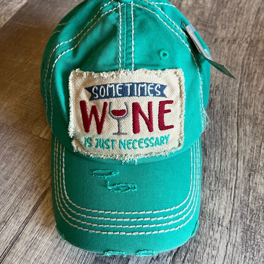 KBETHOS Vintage Distressed Trucker Hat Sometimes Wine Is Necessary Cap